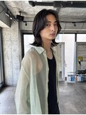 メンズボブウルフメンズミディアムレイヤーカットメンズウルフ