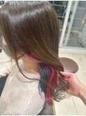ユニコーンレインボーデザインカラーインナーカラーハイライト