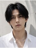 毛流れハンサムショートセンターパートメンズ黒髪爽やか