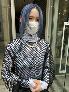 ロックス バイ マグ 松本(rocks BY MAG) 10代20代/ハイトーンカラー/ペールブルー/ミディアムヘア