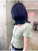 ブルーブラック地毛風カラー韓国ヘア赤羽