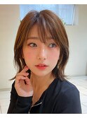 くびれヘア ハイライトカラー アプリコットオレンジ 夏