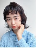 オリーブベージュショートミニボブグレージュブリーチレイヤー