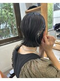 切りっぱなしボブ×結婚式お呼ばれヘアアレンジ