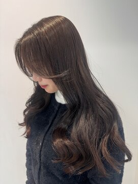 韓国風オリーブカラー顔周りレイヤー網紅ヘア横浜