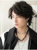 20代30代重めアッシュブラック波巻きパーマメンズカットd新所沢