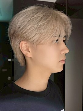 サンクマーケット 渋谷(cinq MARKET) 渋谷メンズカットブリーチカラーショートミルクティーベージュ