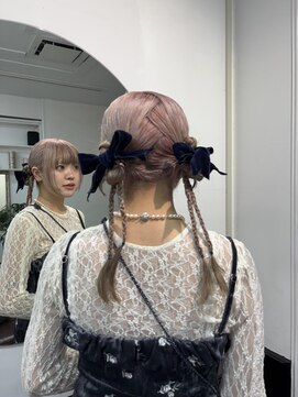 アオ(AO。) ツインヘアアレンジ/リボンヘア/三つ編みヘア/編み下ろしヘア