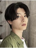 メンズセンターパート七三分けパートニュアンスパーマ刈り上げ