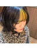 前髪インナーカラー×イエロー