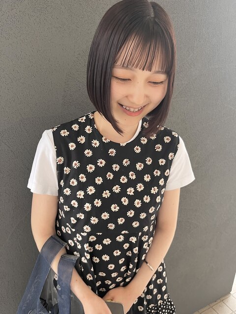 【nobuyo】mini bob × dark pink brown