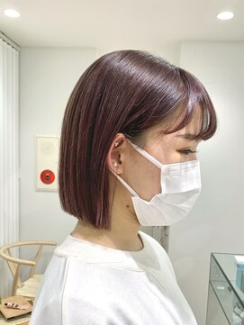 ガーデンヨコハマエスト(GARDEN YOKOHAMA est) レッドブラウン似合わせカットイメチェンフルバングボブ