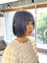 ファイブバイジエクト 堀江(FIVE by The Ect)&nbsp;水色カラー　ブルーカラー　ブリーチカラー　ボブヘア
