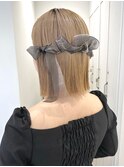 ハイトーンホワイトグレージュアレンジセットタイト結婚式リボン