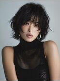 ☆ホワイトグレージュミニウルフデジタルパーマチェリーブラウン