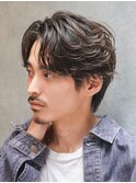 フェザーパーマ/センターパート/ニュアンスパーマ/メンズ/眉毛