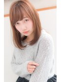 フェミニンストレートデザインカラー長めフレンチボブ