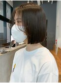 ナチュラルボブ_斜めバンググレージュカラー_ba408202