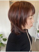 フェイスレイヤー×赤系ブラウン