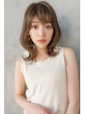 大人かわいい前髪セシルカットココアブラウンフリンジウェーブ