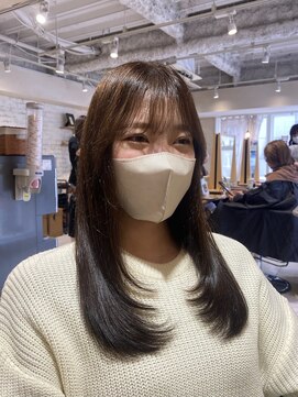 ラボヌールヘアーリアン 川越店(La Bonheur hair Lien) 前だけレイヤー/アッシュブラウン