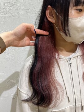 アジールヘア 池袋東口店(agir hair) ブリーチ1回高発色インナーカラーレッドブラウン姫カット