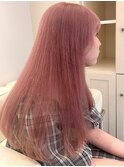 7702シルキーグレーベージュベビーピンク艶髪ハイトーンカラー