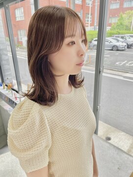 ヘアー アイス 御器所本店(HAIR ICI) 20代30代40代ブリーチなしオリーブベージュくびれミディ