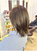 ボブ#外ハネ#くびれ#前下がり#こて巻き#レイヤー#アッシュグレー