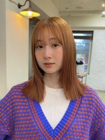 ガーデン 渋谷(GARDEN)&nbsp;ブリーチなしダブルカラー　暖色カラー　アプリコットオレンジ