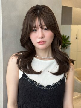 オムニス 表参道(Omnis) 韓国暗髪ハイレイヤーミディアムロング20代30代顔周りフェイス