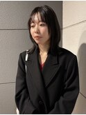 ミディアムレイヤーストレートオリーブベージュダークグレー