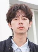 シャドウパーマセンターパートニュアンスカルマヘアメンズウルフ