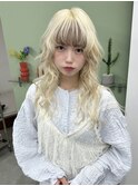 ホワイトブロンド/ブリーチ2回/トリプルカラー/デザインカラー