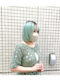 ミントグリーン×ウルフボブ