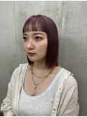 葡萄カラー　ワイドバング　ボブ