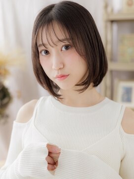 カバーヘア ブリス 川口(COVER HAIR bliss) 透けバング前下がり切りっぱなし黒髪ミニボブa川口20代30代40代
