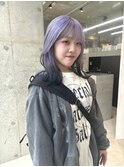 顔周りレイヤーボブ/ラベンダーカラー/ルーツカラー