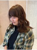 【晴音】ミディアムレイヤー/オレンジブラウン/くせ毛/20代