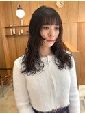 顔周りレイヤー/ミディアム/ニュアンスパーマ