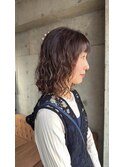 ゆるめニュアンスパーマ艶感ブラウンカラー20代30代