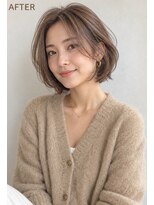 フルショウ アシヤ(FURUSHO ASHIYA) ショートボブハッシュレイヤーボブミルクティーベージュ