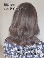 ウェイク ヘアー メイク(wake hair make) 透け感ミルクティーカラー☆外ハネくびれセミディ/20代30代