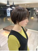 ココアベージュ小顔愛されショートボブ