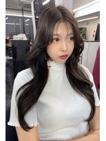 ランズ(LANDS)&nbsp;アッシュカラー 顔周りレイヤーカット 【韓国ヘア 大阪 梅田】