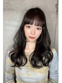 10代20代30代40代  前髪　ワンレンロングヘアウェーブ　藤沢