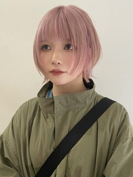 サンク 原宿 表参道(cinq) ダブルカラーハイトーンショートウルフボブレイヤーボブ前髪あり