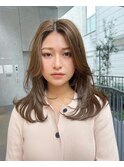 ワンカールレイヤー大人ミディアムロングハイライト前髪カット