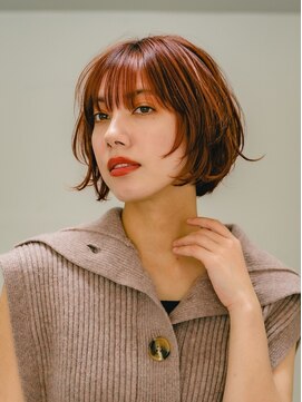 ベンジー 福間(benji) オレンジヘアで無造作に動かすボブ 2