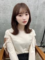 ガーデン 渋谷(GARDEN)&nbsp;黒髪ボブルフネビージュワンレンくびレイヤーミディアムヘア